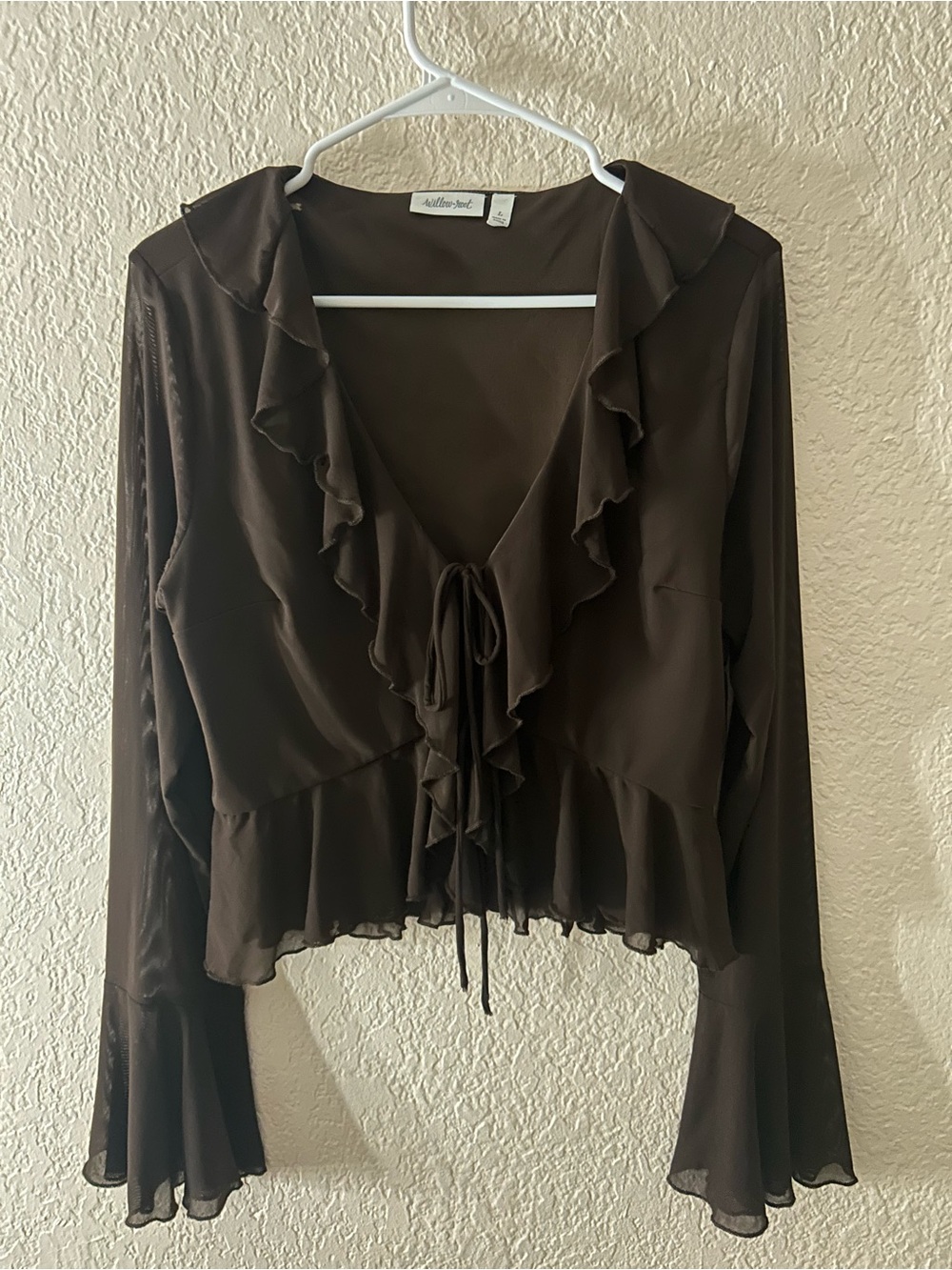 Buckle Chocolate Brown Ruffle Tie-Front Blouse